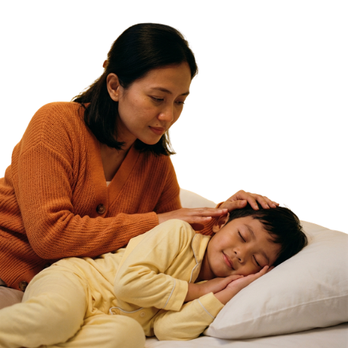 Ibu Indonesia dan anak tidur nyenyak